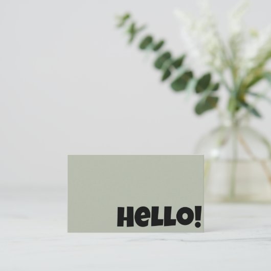 Retro Groovy Neutral Sage Green QR Code Hallo Boho Visitenkarte (Stehend Vorderseite)