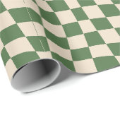 Retro-Groovy, niedlich, grün, mit Schachbrett Geschenkpapier (Rolleneckpunkt)