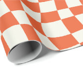 Retro groovy, niedlich orange, kariert geschenkpapier (Rolleneckpunkt)