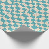 Retro-Groovy niedlich türkisblau mit Schachbrett Geschenkpapier (Ecke)