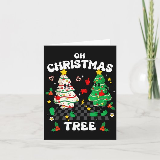 Retro Groovy Oh Christmas Tree Cake Pajamas Xmas K Karte (Vorderseite)