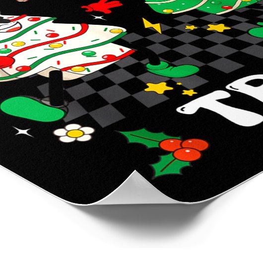 Retro Groovy Oh Christmas Tree Cake Pajamas Xmas K Poster (Ecke)