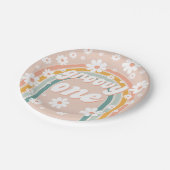 Retro Groovy One Boho Erster Geburtstag Pappteller (Schrägansicht)