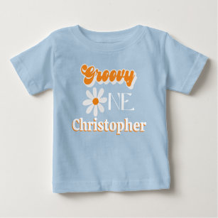 Retro Groovy One Boys 1. Geburtstag Baby T-shirt