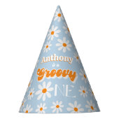 Retro Groovy One Boys 1. Geburtstag Partyhütchen (Vorderseite)