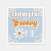 Retro Groovy One Boys 1. Geburtstag Serviette (Vorderseite)