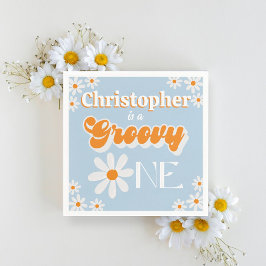 Retro Groovy One Boys 1. Geburtstag Serviette