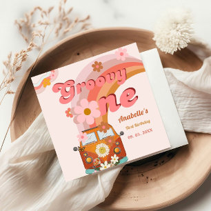 Retro Groovy one Daisy Blume Geburtstagsparty Serviette