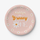 Retro Groovy One Girls 1. Geburtstag Pappteller (Vorderseite)