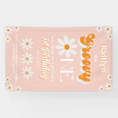 Retro Groovy One Girls 1. Geburtstag Willkommen Banner (Horizontal)