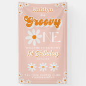 Retro Groovy One Girls 1. Geburtstag Willkommen Banner (Vertikal)