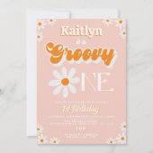 Retro Groovy One Girls 1st Birthday Einladung (Vorderseite)