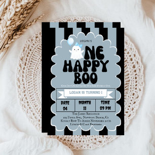 Retro Groovy One Happy Boo Boy 1. Geburtstagsfeier Einladung