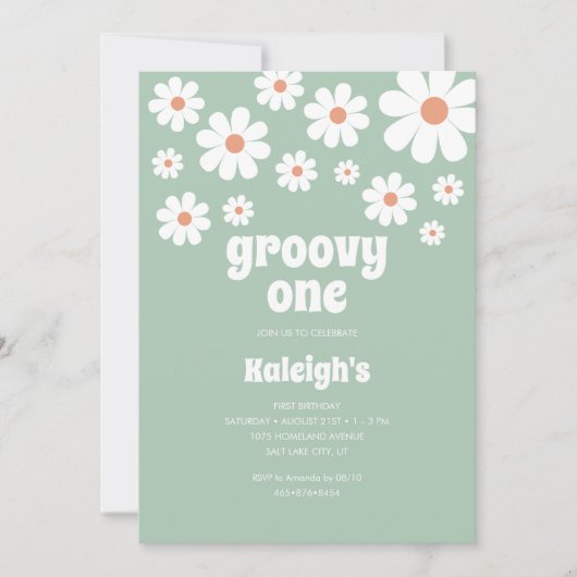 Retro Groovy One im Stil der 70er Jahre Einladung  (Vorderseite)