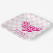 Retro Groovy One Pink and White Karo Pappteller (Gewinkelt)