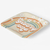 Retro Groovy One Rainbow Brown Orange Birthday Pappteller (Gewinkelt)
