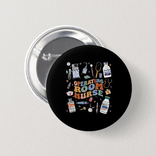 Retro Groovy Operationssaal Nurse oder Nursing Sch Button (Vorne & Hinten)