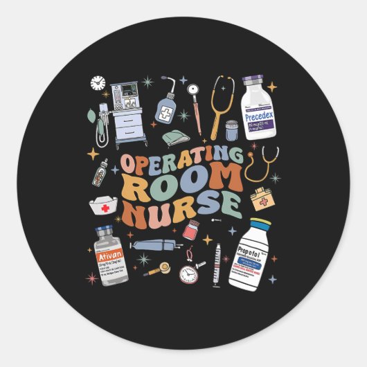 Retro Groovy Operationssaal Nurse oder Nursing Sch Runder Aufkleber (Vorderseite)