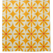 Retro Groovy Orange Blumen mit atomaren Sternenexp Duschvorhang (Vorderseite)