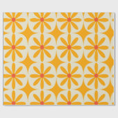 Retro Groovy Orange Blumen mit atomaren Sternenexp Geschenkpapier (Flach)