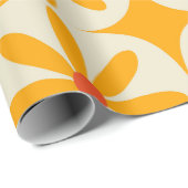 Retro Groovy Orange Blumen mit atomaren Sternenexp Geschenkpapier (Rolleneckpunkt)