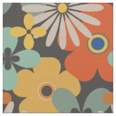 Retro Groovy Orange Brown Gold Floral Stoff (Nahaufnahme)