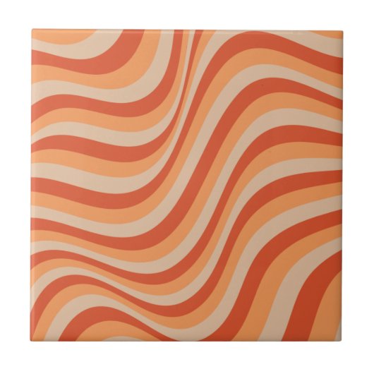 Retro Groovy Orange Color Fliese (Vorderseite)