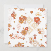 Retro Groovy Orange Floral Girl Babydusche Einladung (Rückseite)