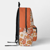 Retro Groovy Orange Floral Girl Bedruckter Rucksack (Links)