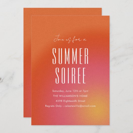 Retro Groovy Orange Fun Summer Soiree Party Einladung (Vorne/Hinten)