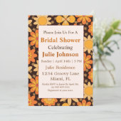 Retro Groovy Orange gelbes Brautparty Einladung (Stehend Vorderseite)