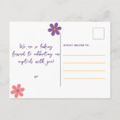 Retro Groovy Orange Lila Floral Wedding Einladungspostkarte (Rückseite)