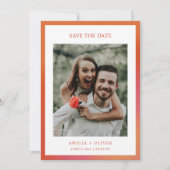 Retro Groovy Orange Lustiger Sommer-Gradient-Hochz Save The Date (Vorderseite)