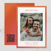 Retro Groovy Orange Lustiger Sommer-Gradient-Hochz Save The Date (Vorne/Hinten)