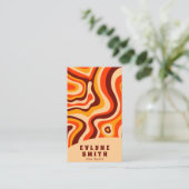 Retro Groovy Orange QR Code 70er Boho Abstrakt Visitenkarte (Stehend Vorderseite)