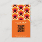 Retro Groovy Orange QR Code 70er Boho Unique Visitenkarte (Rückseite)