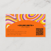Retro Groovy Orange QR Code 70er Psychedelic Uniqu Visitenkarte (Rückseite)