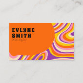 Retro Groovy Orange QR Code 70er Psychedelic Uniqu Visitenkarte (Vorderseite)