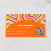 Retro Groovy Orange QR Code 70er Psychedelic Uniqu Visitenkarte (Rückseite)