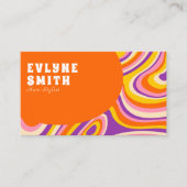 Retro Groovy Orange QR Code 70er Psychedelic Uniqu Visitenkarte (Vorderseite)