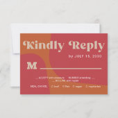 Retro groovy orange red bold typography wedding RSVP karte (Vorderseite)