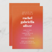 Retro Groovy Orange Simple Bold Bat Mitzvah Einladung (Vorne/Hinten)