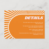 Retro Groovy orange Sonnenstrahlen 70er inspiriert Begleitkarte (Vorderseite)