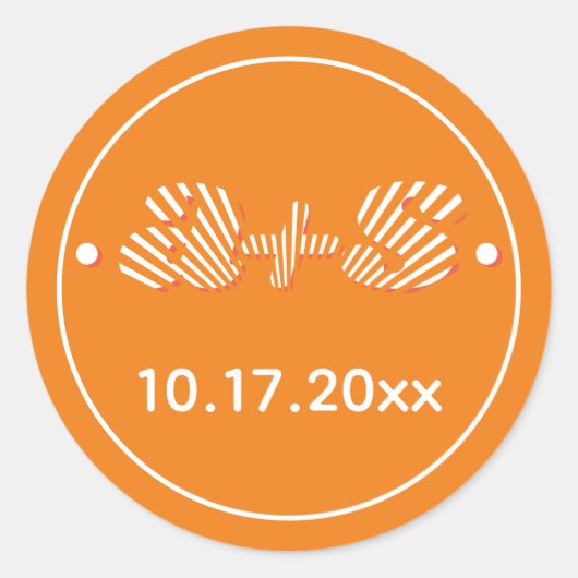 Retro Groovy orange Sonnenstrahlen 70er inspiriert Runder Aufkleber (Vorderseite)