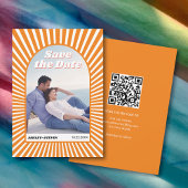 Retro Groovy orange Sonnenstrahlen 70er inspiriert Save The Date