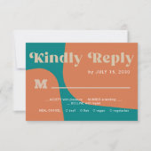 Retro groovy orange teal bold typography wedding RSVP karte (Vorderseite)