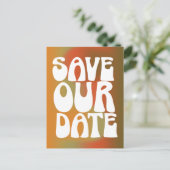 Retro Groovy Orange Trendy Gradient Save the Date Postkarte (Stehend Vorderseite)