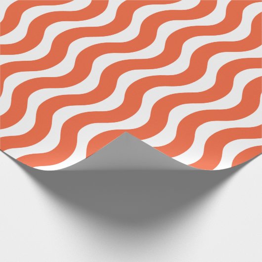 Retro Groovy Orange Wavy Stripe Geschenkpapier (Ecke)