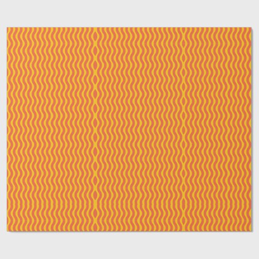 Retro Groovy Orange Yellow Wavy Strip Geschenkpapier (Flach)