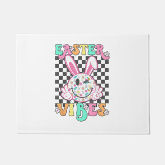 Retro Groovy Oster-Vibes Hase Kariert Lächeln Wo Fußmatte